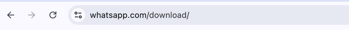 Browser address bar showing whatsapp.com/download